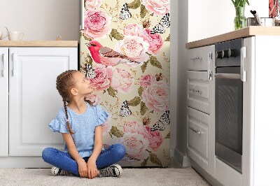 Magnetic refrigerator cover Birds and flowers