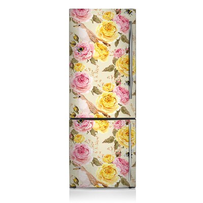 Magnetic refrigerator cover Birds and roses