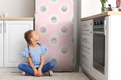 Magnetic refrigerator cover Roses and dots