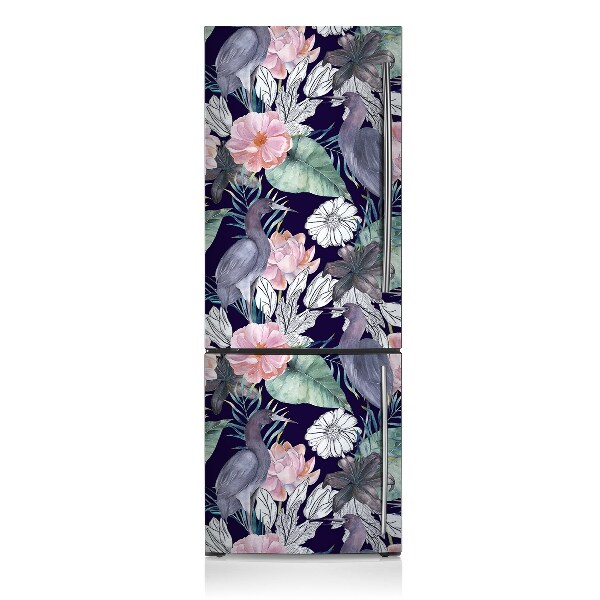 Magnetic refrigerator cover Birds in flowers