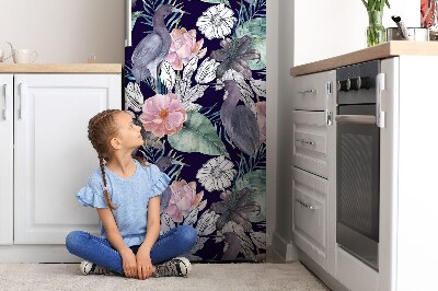 Magnetic refrigerator cover Birds in flowers