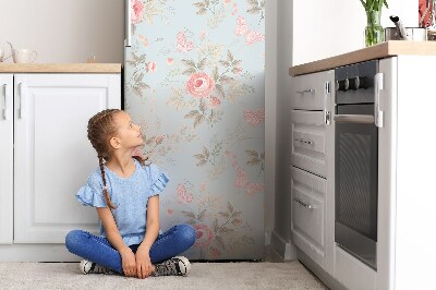 Magnetic refrigerator cover Roses and butterflies