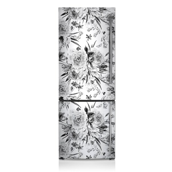 Magnetic refrigerator cover Bouquets of gray flowers