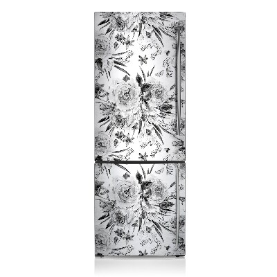 Magnetic refrigerator cover Bouquets of gray flowers