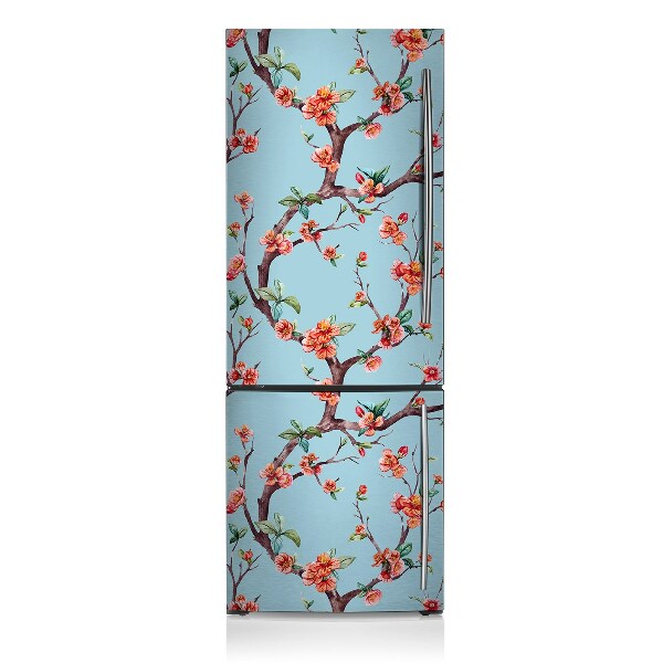 Magnetic refrigerator cover A blooming tree