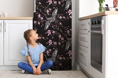 Magnetic refrigerator cover Herons and flowers