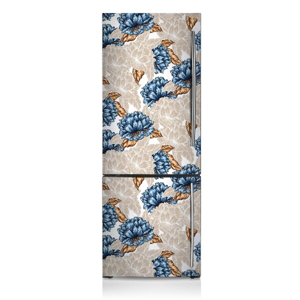 Magnetic refrigerator cover Blue flowers