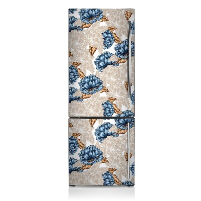 Magnetic refrigerator cover Blue flowers