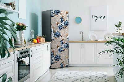 Magnetic refrigerator cover Blue flowers