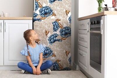 Magnetic refrigerator cover Blue flowers