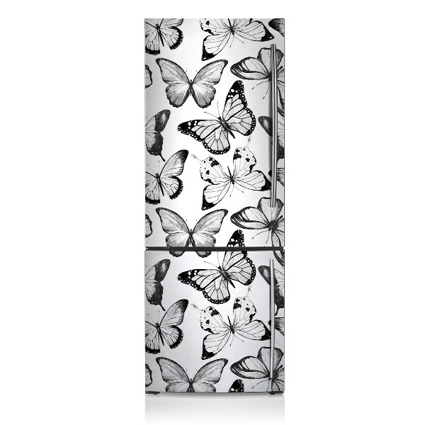 Magnetic refrigerator cover Black and white butterfly