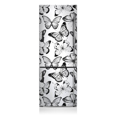 Magnetic refrigerator cover Black and white butterfly