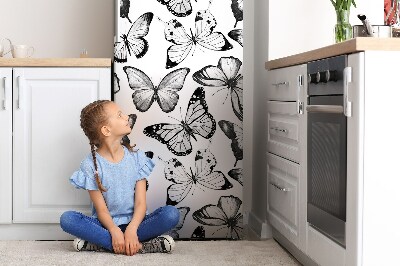 Magnetic refrigerator cover Black and white butterfly