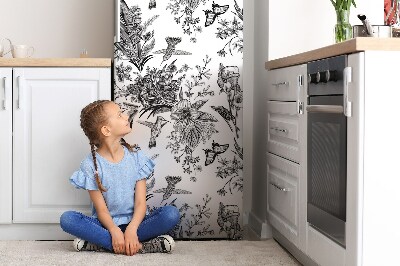 Decoration refrigerator cover Black and white garden