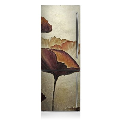 Magnetic refrigerator cover Painted large poppies