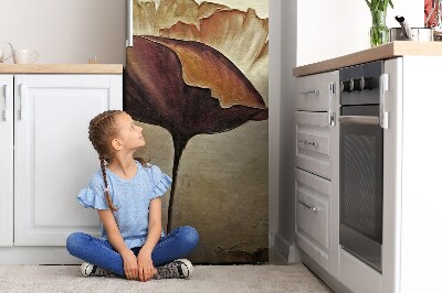 Magnetic refrigerator cover Painted large poppies