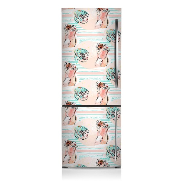 Decoration refrigerator cover Pink parrots