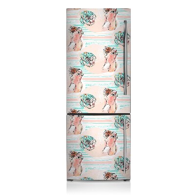 Decoration refrigerator cover Pink parrots