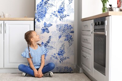Magnetic refrigerator cover Blue hydrangea