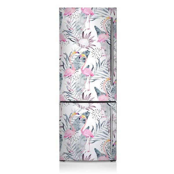 Magnetic refrigerator cover Flamingos