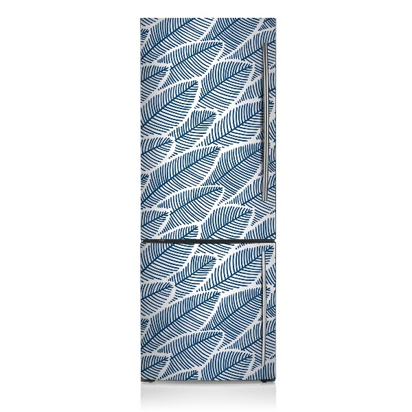 Magnetic refrigerator cover Blue leaves