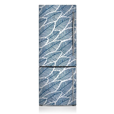 Magnetic refrigerator cover Blue leaves