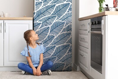 Magnetic refrigerator cover Blue leaves