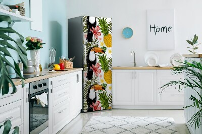 Decoration refrigerator cover Toucan and pineapple