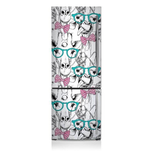 Decoration refrigerator cover Giraffes with glasses