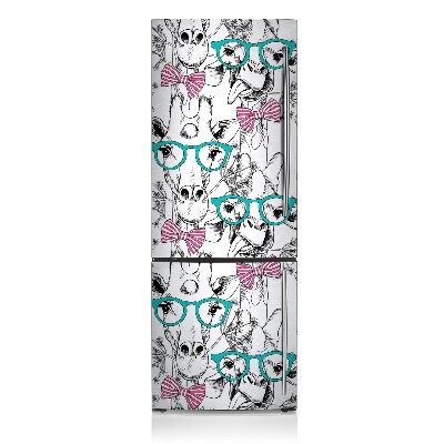 Decoration refrigerator cover Giraffes with glasses