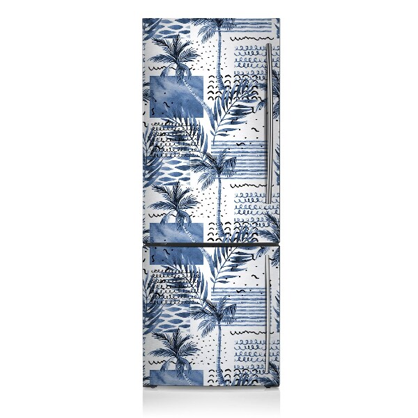 Decoration refrigerator cover Blue palm trees