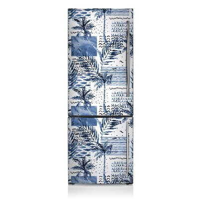 Decoration refrigerator cover Blue palm trees