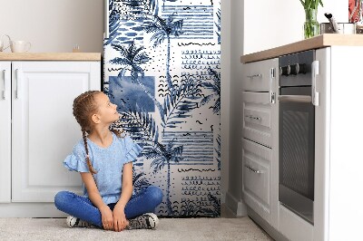 Decoration refrigerator cover Blue palm trees