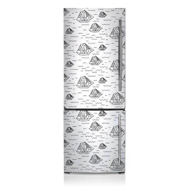 Magnetic refrigerator cover Sailboats at sea