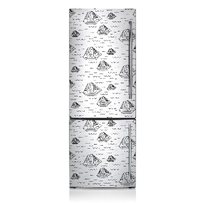 Magnetic refrigerator cover Sailboats at sea