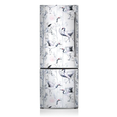 Magnetic refrigerator cover Dancing cranes