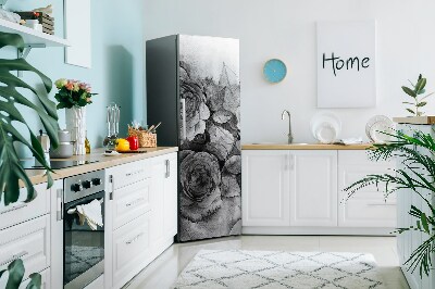 Decoration refrigerator cover Black and white roses