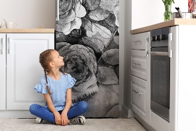 Decoration refrigerator cover Black and white roses