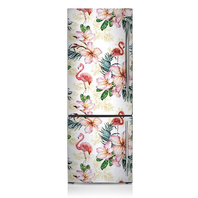 Decoration refrigerator cover Flamings in flowers