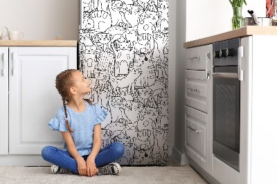 Decoration refrigerator cover Doodle-style cats