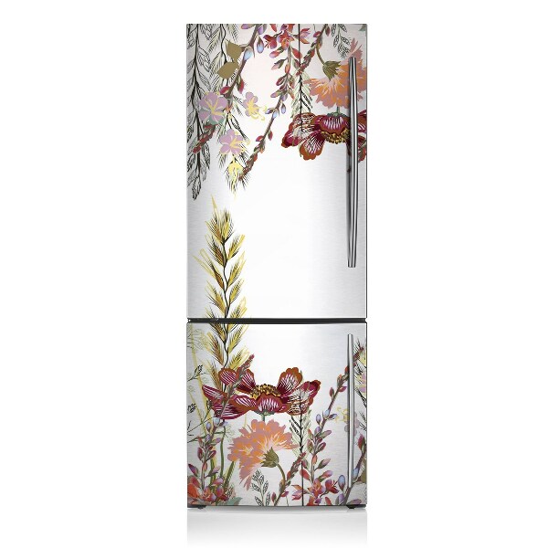 Magnetic refrigerator cover Field full of flowers