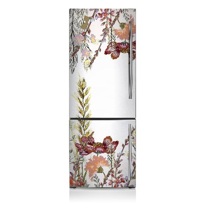 Magnetic refrigerator cover Field full of flowers