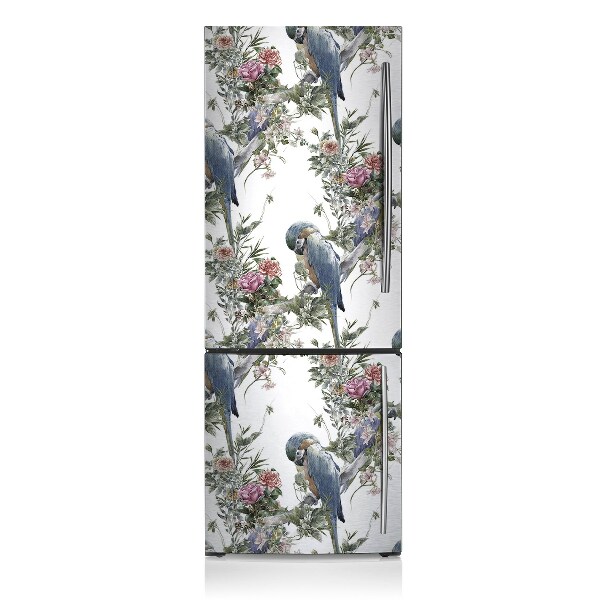 Decoration refrigerator cover Parrots floral background