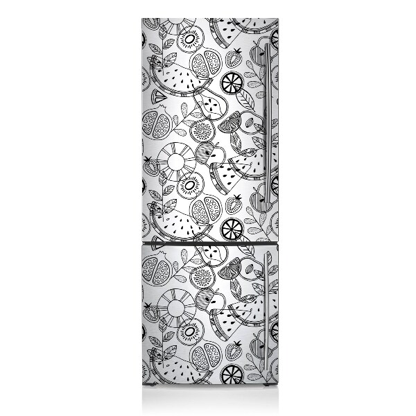 Decoration refrigerator cover Drawn black and white fruits