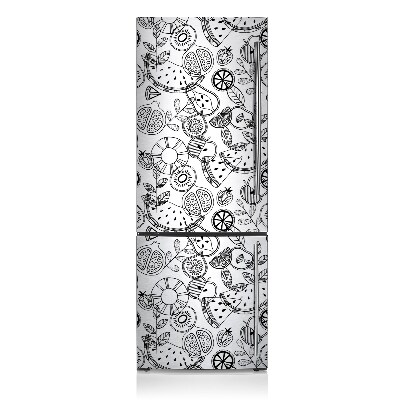 Decoration refrigerator cover Drawn black and white fruits