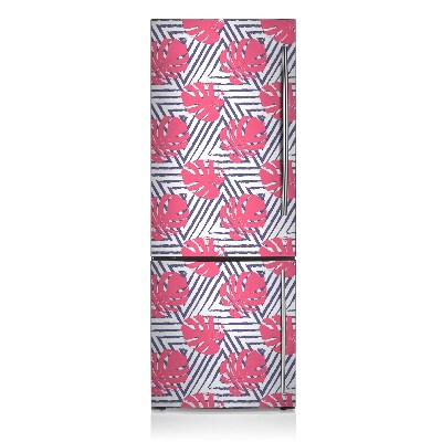 Decoration refrigerator cover Pink leaves