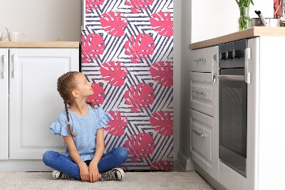 Decoration refrigerator cover Pink leaves