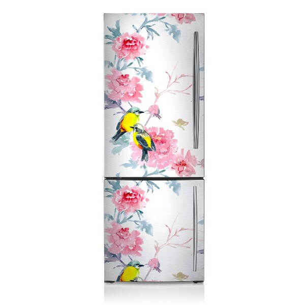 Magnetic refrigerator cover Birds and flowers