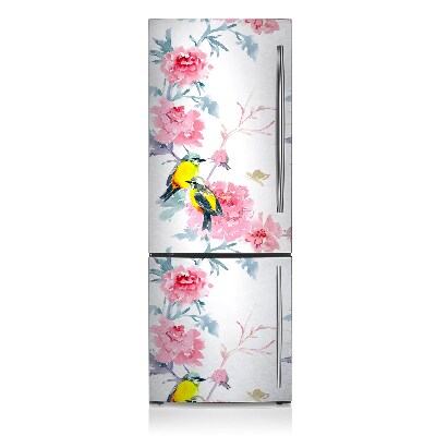 Magnetic refrigerator cover Birds and flowers