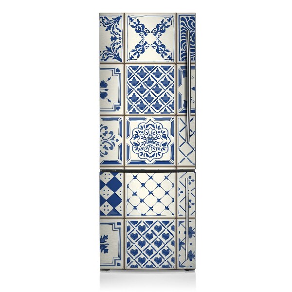 Magnetic refrigerator cover Blue tiles